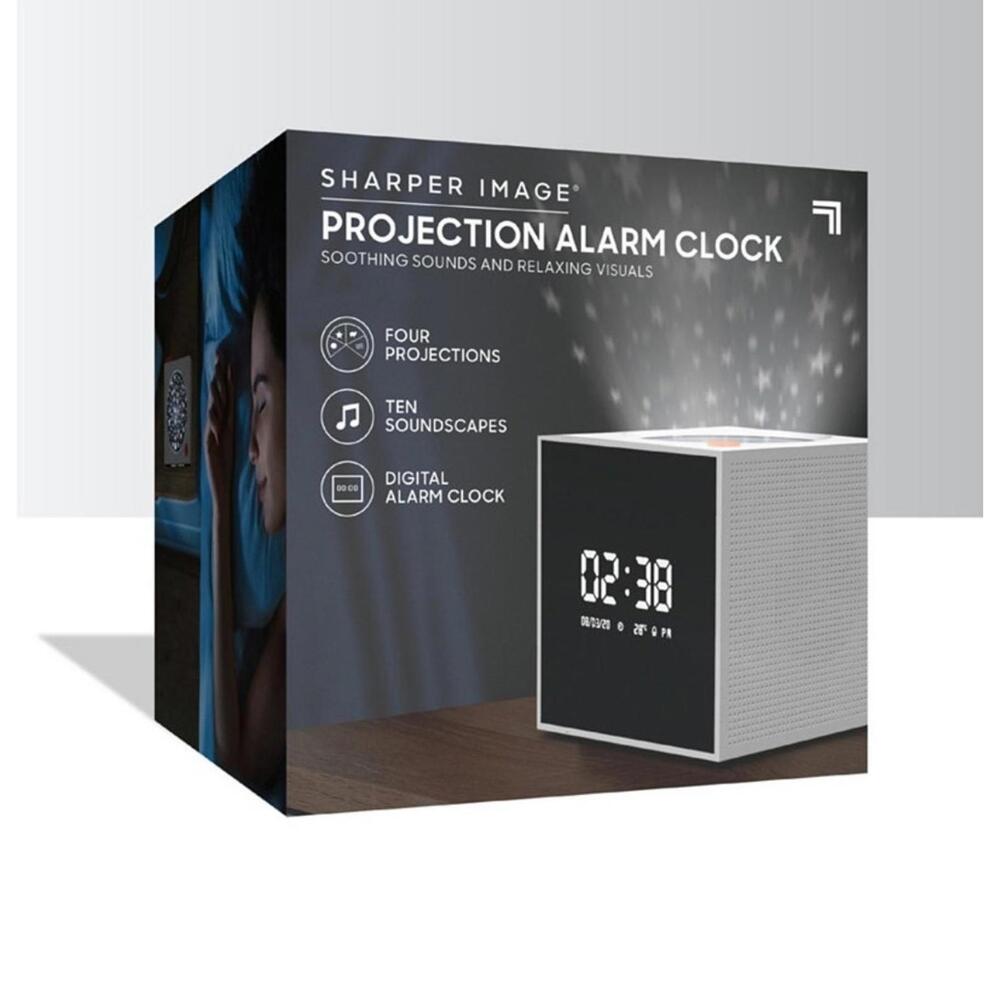 Sharper Image Projection Digital Alarm Clock 4 Projections 10 Sounscapes Nature